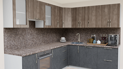 Кухня угловая Дуб шамони - Бетон темный